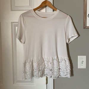 KATE SPADE BROOME STREET LACE PEPLUM SHIRT